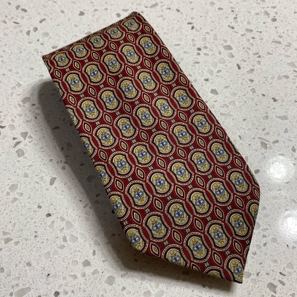 Brooks Brothers‎ Makers Tie Silk/cotton blend total length 58” burgundy/khaki